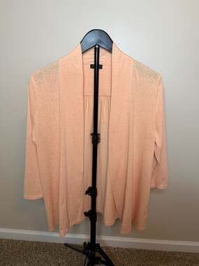 Talbots Peach Open Front Cardigan Sweater Size M‎